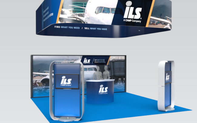 ILS Event | 20x20 Custom Stand | Hanging Sign & Backwall